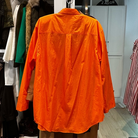 Like New The Frankie Shop Soma Oversized Shirt Jacket in Tangerine (One Size) - Picture 6 of 8
